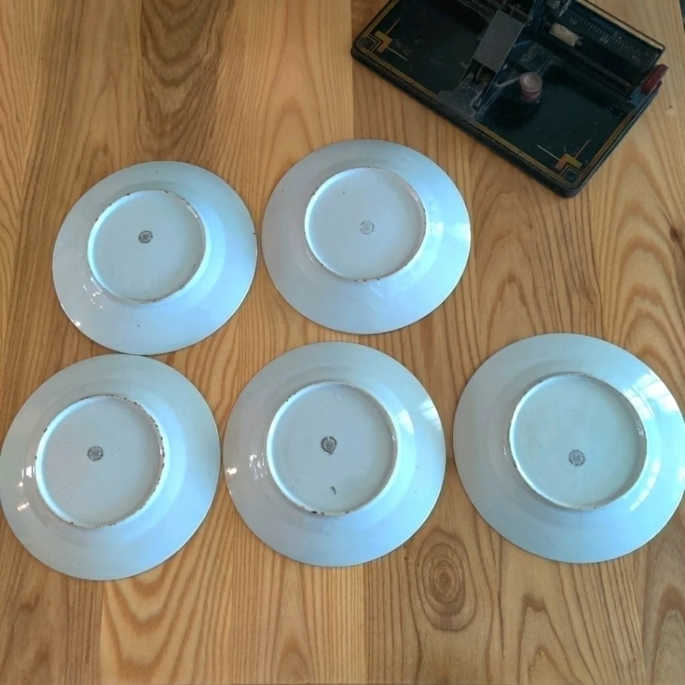 Vintage Takito Japan hand-painted  7.5 inches iridescent plate set lusterware